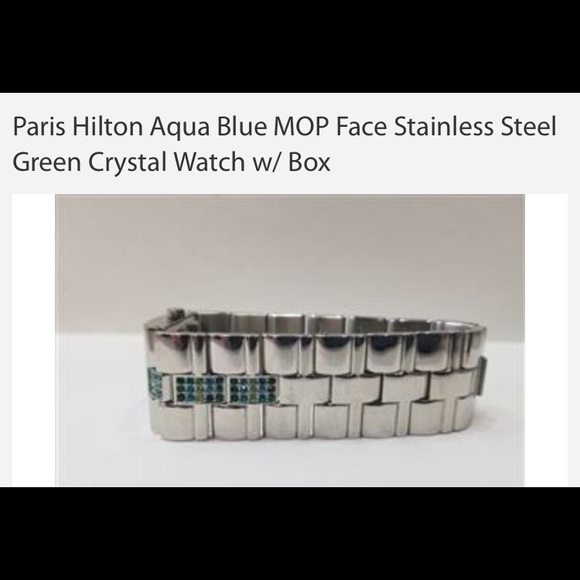 NWT Paris Hilton Stainless Steel Watch with aqua face - Picture 3 of 6